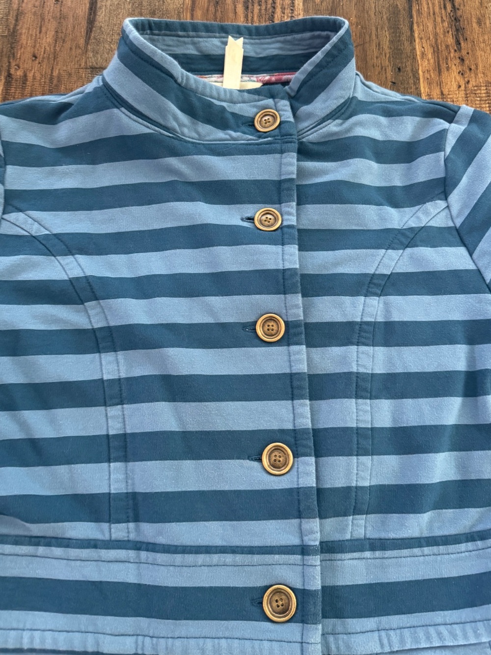 Matilda Jane Jacket Womens M Blue Striped Button Front Long Cardigan Coat - Picture 8 of 13